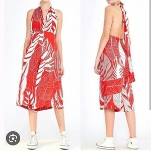 FARM Rio - Cropped Red Palm Leaf Halter Jumpsuit. Size/S.